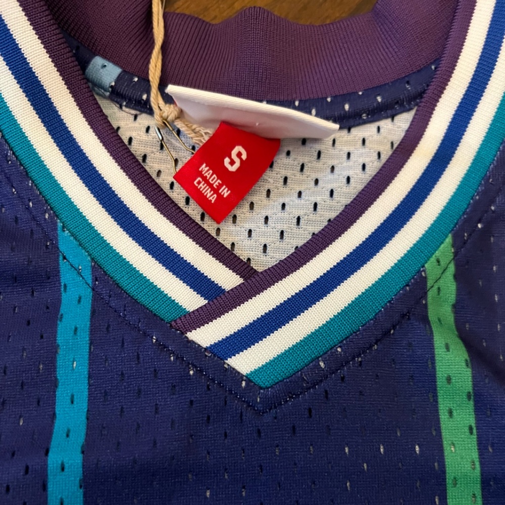 *SMALL* Charlotte Hornets Alternate 1994-95 Swingman Jersey Larry Johnson  NWT - Picture 3 of 6